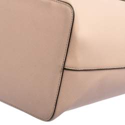 Karl Lagerfeld Salmon Pink/Black Coated Canvas and Leather Team Karl Tote