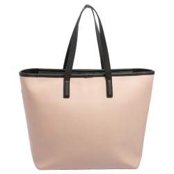 Karl Lagerfeld Salmon Pink/Black Coated Canvas and Leather Team Karl Tote