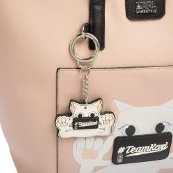 Karl Lagerfeld Salmon Pink/Black Coated Canvas and Leather Team Karl Tote