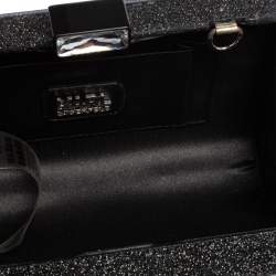Karl Lagerfeld Black/Silver Glitter Acrylic Minaudiere Diamonds Chain Box Clutch