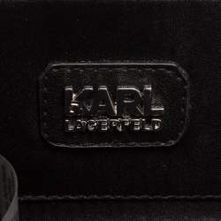Karl Lagerfeld Black/Silver Glitter Acrylic Minaudiere Diamonds Chain Box Clutch