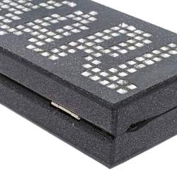 Karl Lagerfeld Black/Silver Glitter Acrylic Minaudiere Diamonds Chain Box Clutch