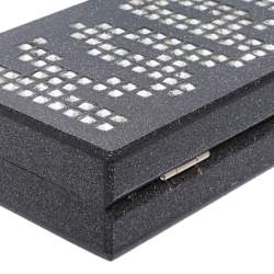 Karl Lagerfeld Black/Silver Glitter Acrylic Minaudiere Diamonds Chain Box Clutch