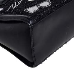 Karl Lagerfeld Black Leather And Tweed K/Klassik Pins Mini Tote
