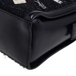 Karl Lagerfeld Black Leather And Tweed K/Klassik Pins Mini Tote