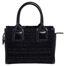 Karl Lagerfeld Black Leather And Tweed K/Klassik Pins Mini Tote