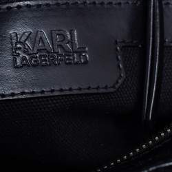 Karl Lagerfeld Black Leather And Tweed K/Klassik Pins Mini Tote