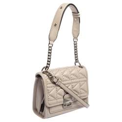 Karl Lagerfeld Beige Leather K Kuilted Stud Shoulder Bag
