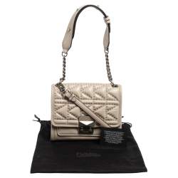 Karl Lagerfeld Beige Leather K Kuilted Stud Shoulder Bag