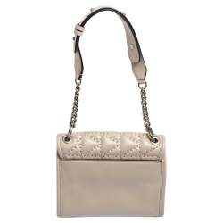 Karl Lagerfeld Beige Leather K Kuilted Stud Shoulder Bag