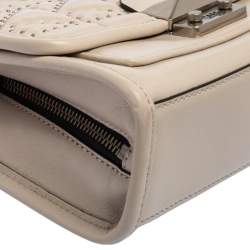Karl Lagerfeld Beige Leather K Kuilted Stud Shoulder Bag