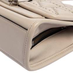 Karl Lagerfeld Beige Leather K Kuilted Stud Shoulder Bag