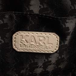 Karl Lagerfeld Beige Leather K Kuilted Stud Shoulder Bag