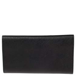 Pre Owned Karl Lagerfeld Black Leather Long Trifold Wallet