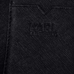 Pre Owned Karl Lagerfeld Black Leather Long Trifold Wallet