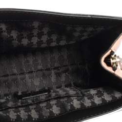 Pre Owned Karl Lagerfeld Black/Silver Leather and Tweed K/Kuilted Stud Shoulder Bag