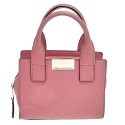 Karl Lagerfeld Pink Leather Top Zip Satchel