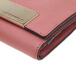 Karl Lagerfeld Pink Saffiano Leather Trifold Wallet