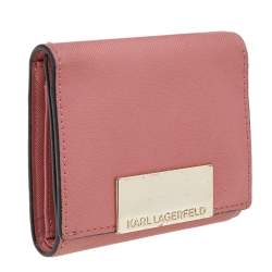Karl Lagerfeld Pink Saffiano Leather Trifold Wallet