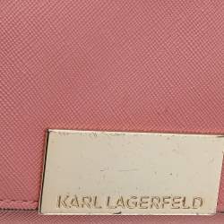 Karl Lagerfeld Pink Saffiano Leather Trifold Wallet