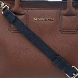 Pre Owned Karl Lagerfeld Brown/Black Saffiano Leather K Klassik Tote