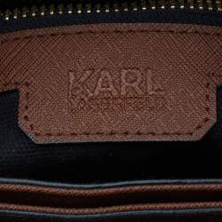 Pre Owned Karl Lagerfeld Brown/Black Saffiano Leather K Klassik Tote