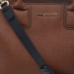 Pre Owned Karl Lagerfeld Brown/Black Saffiano Leather K Klassik Tote