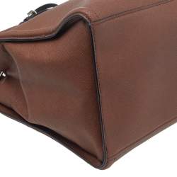 Pre Owned Karl Lagerfeld Brown/Black Saffiano Leather K Klassik Tote