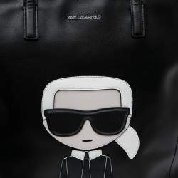 Pre Owned Karl Lagerfeld Black Leather K/Ikonik Shopper Tote