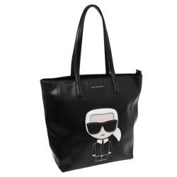 Pre Owned Karl Lagerfeld Black Leather K/Ikonik Shopper Tote