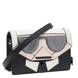 Pre Owned Karl Lagerfeld Black Leather K/Kocktail Karl Crossbody Bag