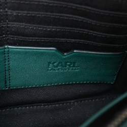 Pre Owned Karl Lagerfeld Green Quilted Leather Clutch