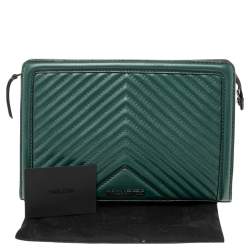 Pre Owned Karl Lagerfeld Green Quilted Leather Clutch