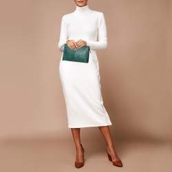 Pre Owned Karl Lagerfeld Green Quilted Leather Clutch