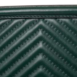 Pre Owned Karl Lagerfeld Green Quilted Leather Clutch