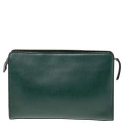 Pre Owned Karl Lagerfeld Green Quilted Leather Clutch