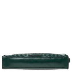 Pre Owned Karl Lagerfeld Green Quilted Leather Clutch