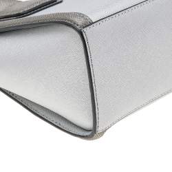 Karl Lagerfeld Metallic Silver/Dark Grey Saffiano Leather Mini K Klassik Tote
