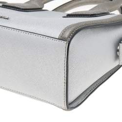 Karl Lagerfeld Metallic Silver/Dark Grey Saffiano Leather Mini K Klassik Tote