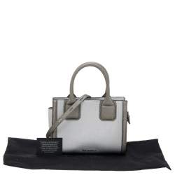 Karl Lagerfeld Metallic Silver/Dark Grey Saffiano Leather Mini K Klassik Tote