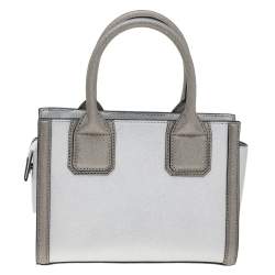 Karl Lagerfeld Metallic Silver/Dark Grey Saffiano Leather Mini K Klassik Tote