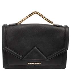 Karl Lagerfeld Black Leather K/Klassik Shoulder Bag