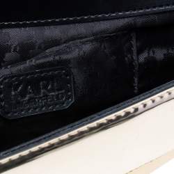 Karl Lagerfeld Silver High Gloss Leather K/IKONIK Shoulder Bag