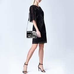 Karl Lagerfeld Silver High Gloss Leather K/IKONIK Shoulder Bag