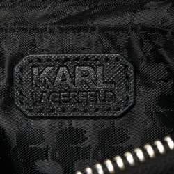 Pre Owned Karl Lagerfeld Black Nylon Ikonik Logo Belt Bag
