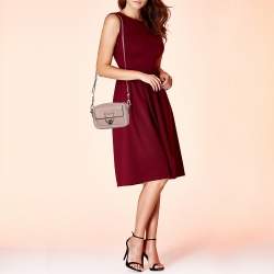 Pre Owned Karl Lagerfeld Beige Leather K/Kat Lock Shoulder Bag