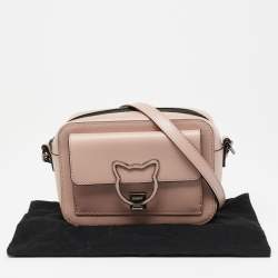 Pre Owned Karl Lagerfeld Beige Leather K/Kat Lock Shoulder Bag