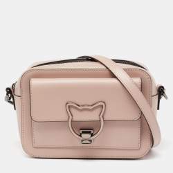 Pre Owned Karl Lagerfeld Beige Leather K/Kat Lock Shoulder Bag