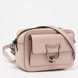 Pre Owned Karl Lagerfeld Beige Leather K/Kat Lock Shoulder Bag