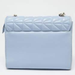 Karl Lagerfeld Light Blue Quilted Leather Shoulder Bag